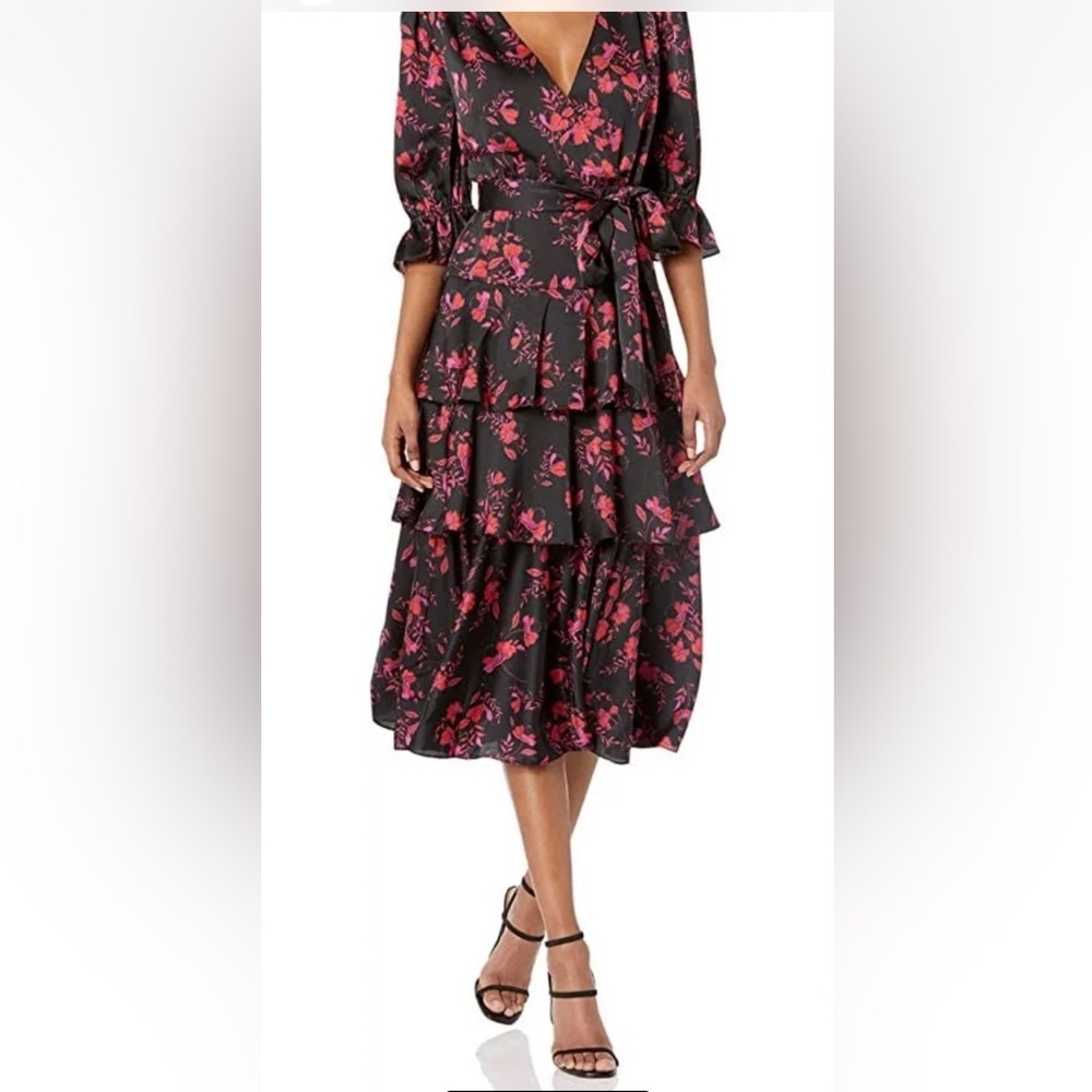 ML Monique Lhuillier floral wrap dress